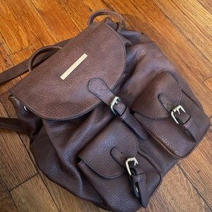 Brown faux leather backpack